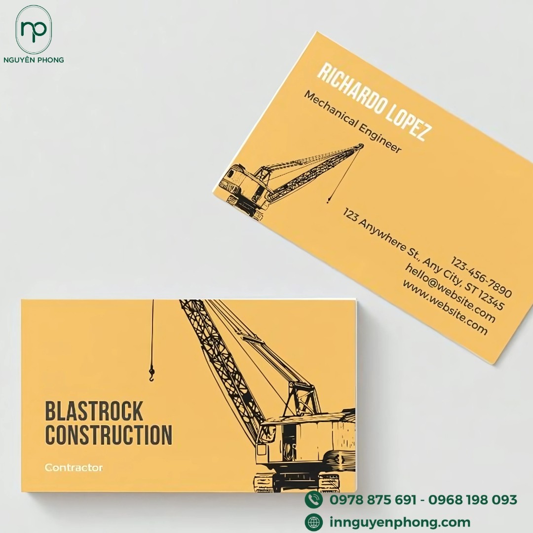 Card visit công ty xây dựng màu vàng
